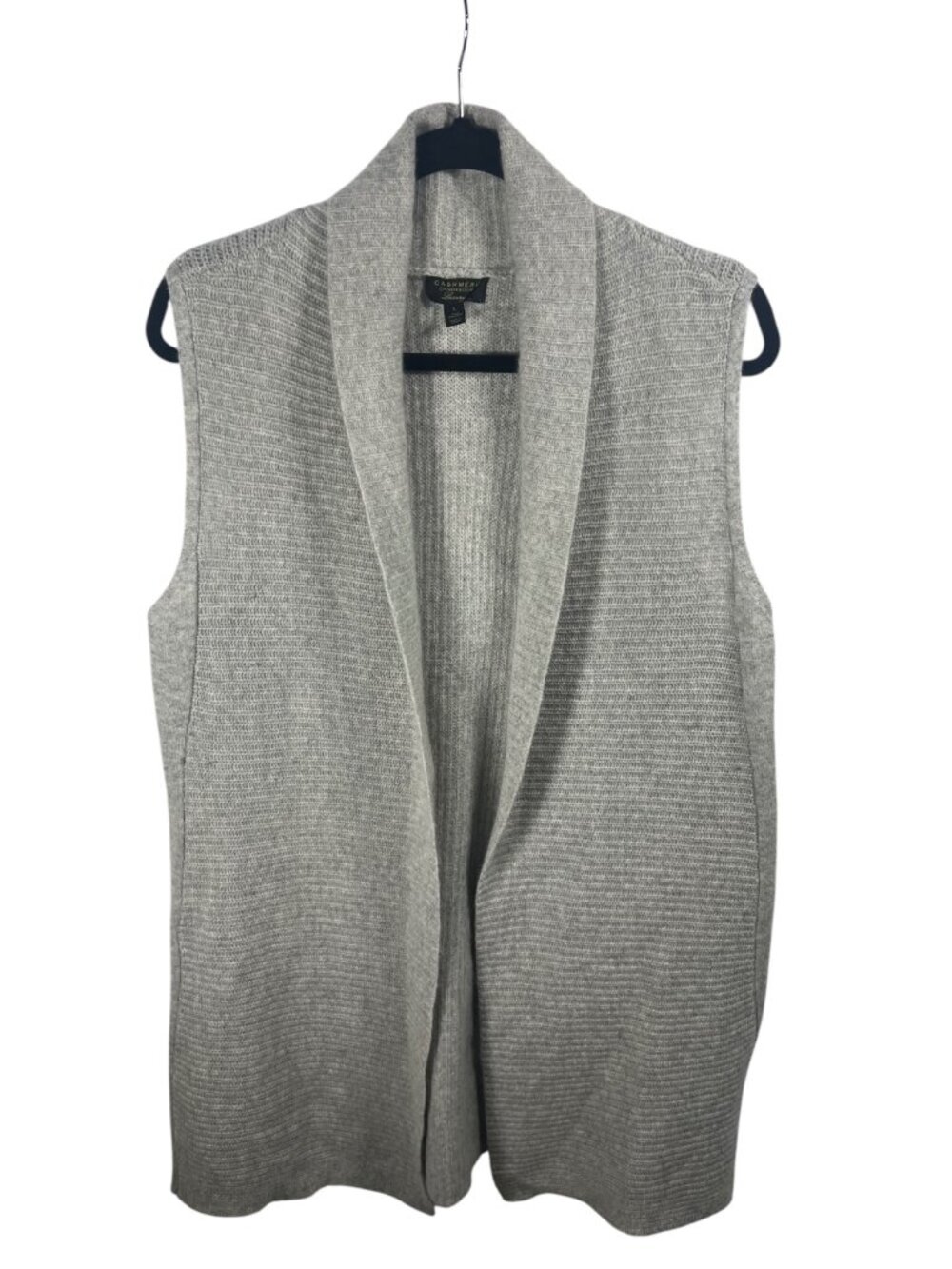 Charter Club Sweater Womens Cashmere Vest Knit Open Front Large Luxe Layering